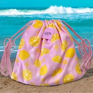🍋 ULTA Pink Lemon Convertible Beach Towel Tote-NWT!!